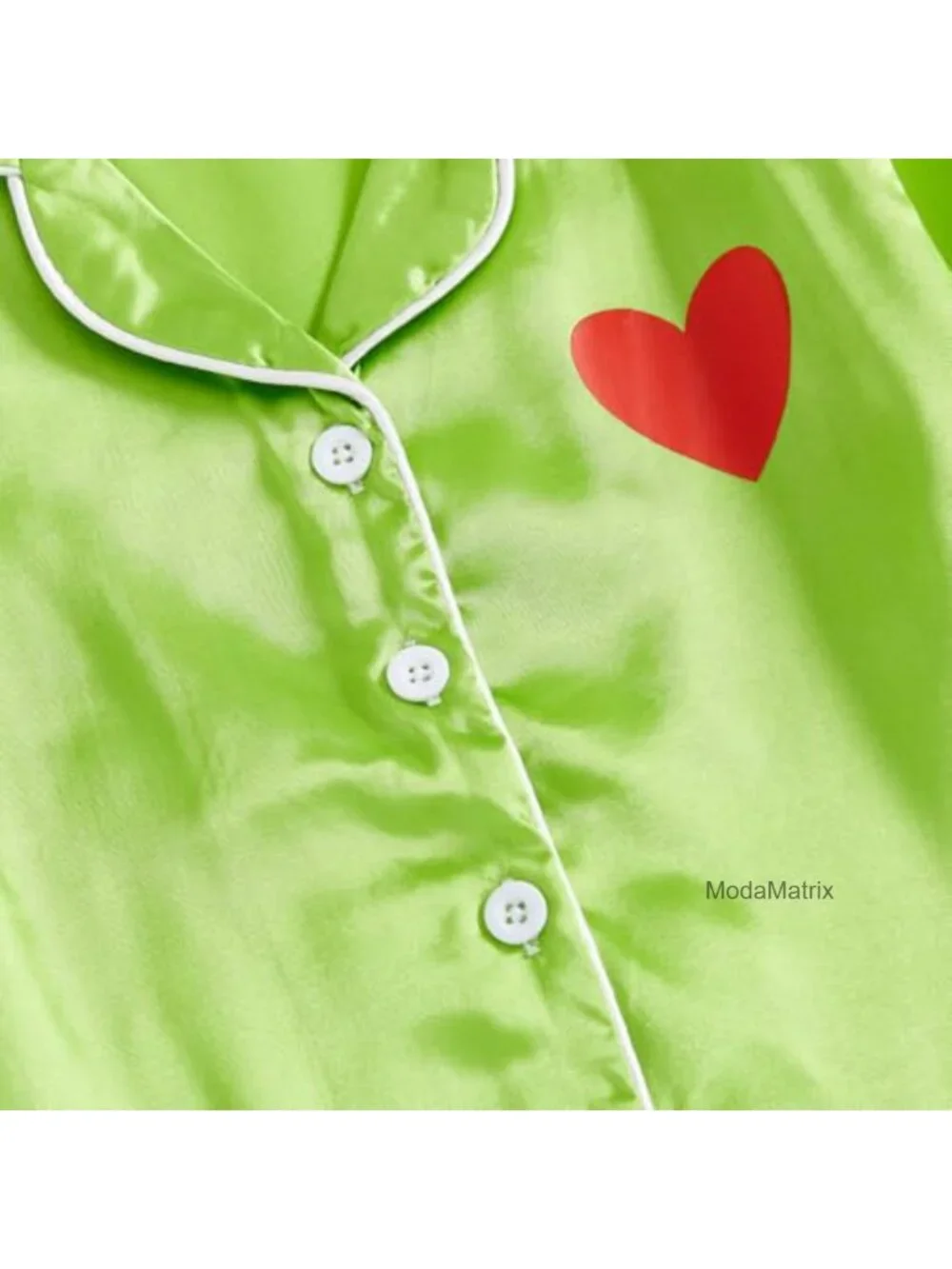 Kids Christmas Pajama Set Green Satin Silk Button Down Jammies Toddler Girl